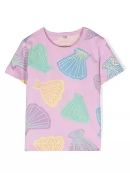 Футболка с принтом Seashell Stella McCartney Kids, розовый