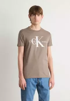 Футболка с принтом SEASONAL MONOLOGO TEE Calvin Klein Jeans, бежевый