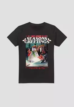 Футболка с принтом SEASONS GREETINGS SNOWMAN Cotton Soul, черный
