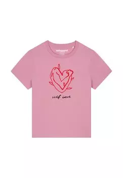 Футболка с принтом SELF LOVE watapparel, светло-розовый