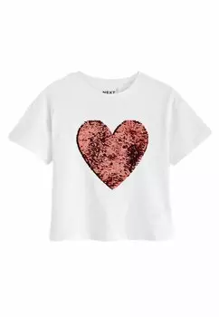 Футболка с принтом Sequin Heart Regular Fit Next, цвет red white
