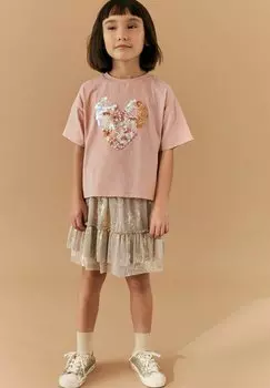 Футболка с принтом Sequin Heart Regular Fit Next, розовый