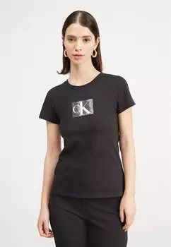 футболка с принтом SEQUIN SLIM TEE Calvin Klein Jeans, черный