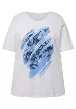 Футболка с принтом SEQUINED SHORT SLEEVE FLOWER Ulla Popken, белый