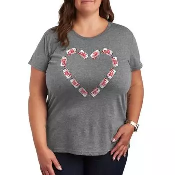 Футболка с принтом сердца из банки диетической колы Plus size Licensed Character, серый