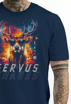 Футболка с принтом SERVUS HIRSCH TRACHTEN MODERN TECHNO STYLE FASHION STREETSTYLE Neverless, синий