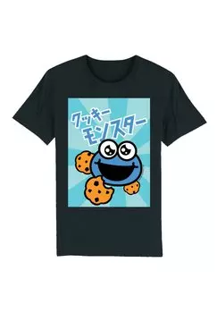 Футболка с принтом SESAMSTRASSE COOKIE MONSTER ANIME F4NT4STIC, черный