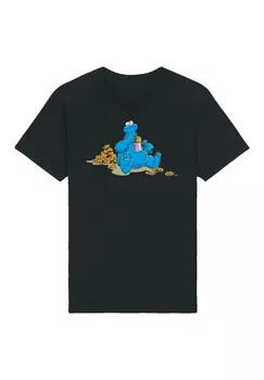 Футболка с принтом SESAMSTRASSE COOKIE MONSTER COOCKIETIME F4NT4STIC, черный