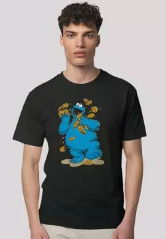 Футболка с принтом SESAMSTRASSE COOKIE MONSTER COOKIES EVERYWERE F4NT4STIC, черный