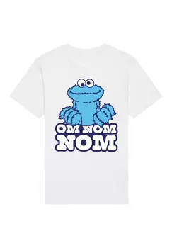 Футболка с принтом SESAMSTRASSE COOKIE MONSTER NOM NOM F4NT4STIC, белый