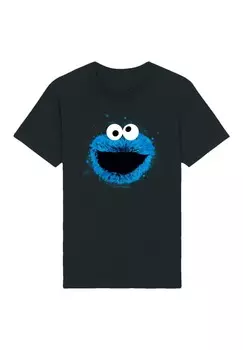 Футболка с принтом SESAMSTRASSE COOKIE MONSTER WATERCOLOR F4NT4STIC, черный