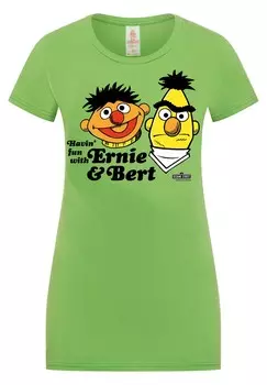 Футболка с принтом SESAMSTRASSE ERNIE BERT LOGOSHIRT, зеленый