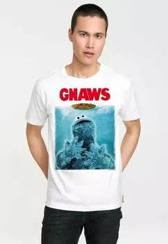 Футболка с принтом SESAMSTRASSE KRMELMONSTER LOGOSHIRT, цвет altweiss