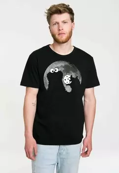 Футболка с принтом SESAMSTRASSE - KRMELMONSTER MOND LOGOSHIRT, черный