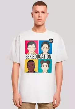 Футболка с принтом SEX EDUCATION TEEN ILLUSTRATED NETFLIX TV SERIES F4NT4STIC, белый