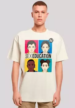 Футболка с принтом SEX EDUCATION TEEN ILLUSTRATED NETFLIX TV SERIES F4NT4STIC, песочный