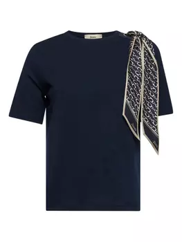 Футболка с принтом-шарфом Herno, синий