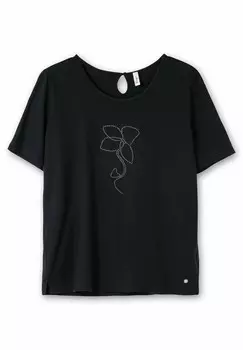 Футболка с принтом Sheego, черный