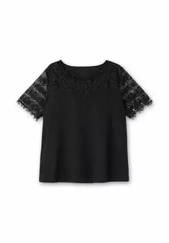 Футболка с принтом Sheego, черный