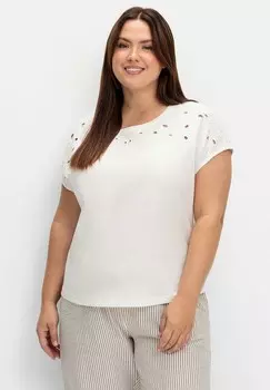 Футболка с принтом Sheego, кремовый