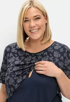 Футболка с принтом Sheego, темно-синий