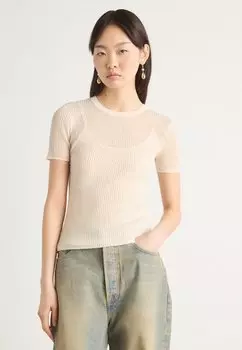 Футболка с принтом SHEER DKNY, кремовый