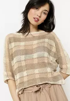 Футболка с принтом SHEER STRIPED LolaLiza, серо-коричневый