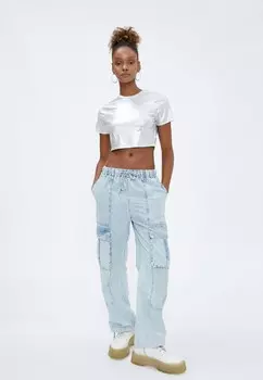 Футболка с принтом SHIMMER DETAIL CREW NECK CROP Koton, серый
