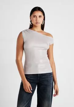 Футболка с принтом SHIMMER DRAPE Weekday, серебристый