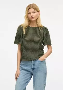 Футболка с принтом Short RMELN RUNDHALS VILA, зеленый