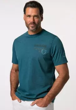 Футболка с принтом SHORT SLEEVE AND BADGES VINTAGE LOOK JP1880, бирюзовый