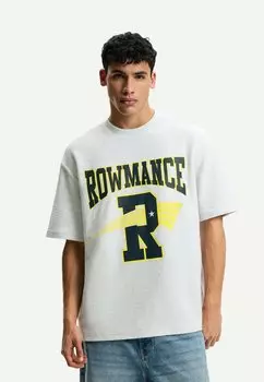 Футболка с принтом SHORT SLEEVE Bershka, светло-серый