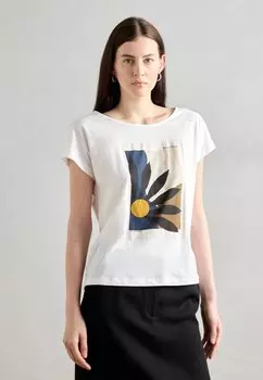 Футболка с принтом SHORT SLEEVE BOAT NECK PRINT Marc O'Polo, белый