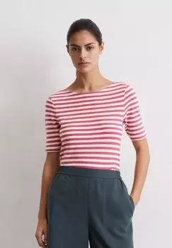Футболка с принтом SHORT SLEEVE BOAT NECK STRIPED Marc O'Polo, розовый