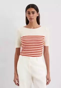 Футболка с принтом SHORT SLEEVE BOAT NECK STRIPED Marc O'Polo, светло-красный
