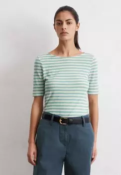 Футболка с принтом SHORT SLEEVE BOAT NECK STRIPED Marc O'Polo, светло-зеленый