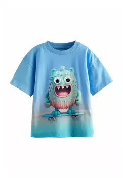 Футболка с принтом SHORT SLEEVE CHARACTER Next, цвет blue green
