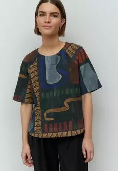 Футболка с принтом SHORT SLEEVE CREPE BOXY Next, синий