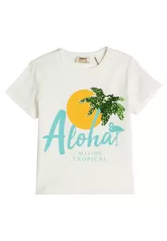 Футболка с принтом SHORT SLEEVE CREW NECK SEQUINED Koton, цвет white