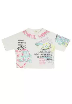 Футболка с принтом SHORT SLEEVE CREW NECK GRAFFITI PRINTED Koton, цвет ecru