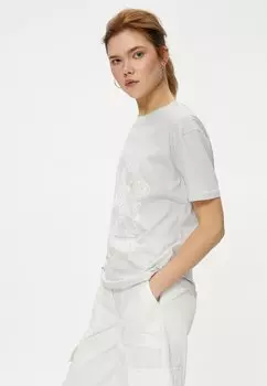 Футболка с принтом Short Sleeve Crew Neck Koton, серый