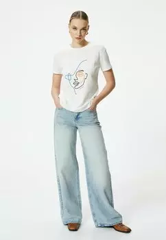 Футболка с принтом Short Sleeve Crew Neck Koton, белая