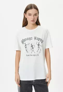 Футболка с принтом SHORT SLEEVE CREW NECK Koton, белый