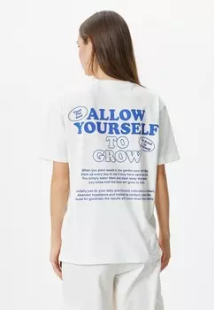 Футболка с принтом SHORT SLEEVE CREW NECK Koton, белый
