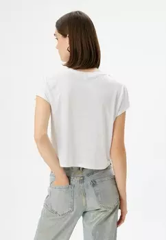 Футболка с принтом SHORT SLEEVE CREW NECK CROP Koton, белый