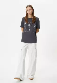Футболка с принтом SHORT SLEEVE CREW NECK Koton, серый