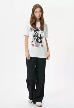 Футболка с принтом SHORT SLEEVE CREW NECK Koton, белый