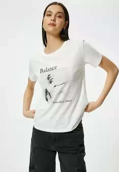 Футболка с принтом SHORT SLEEVE CREWNECK Koton, белый