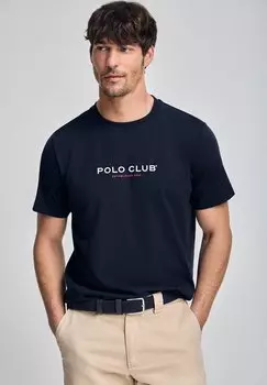 Футболка с принтом SHORT SLEEVE CREWNECK MINIMAL TITLE Polo Club, темно-синий