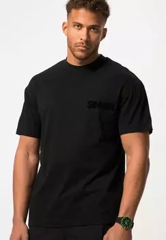 Футболка с принтом SHORT SLEEVE FLOCK ROUND NECK STHUGE, черный